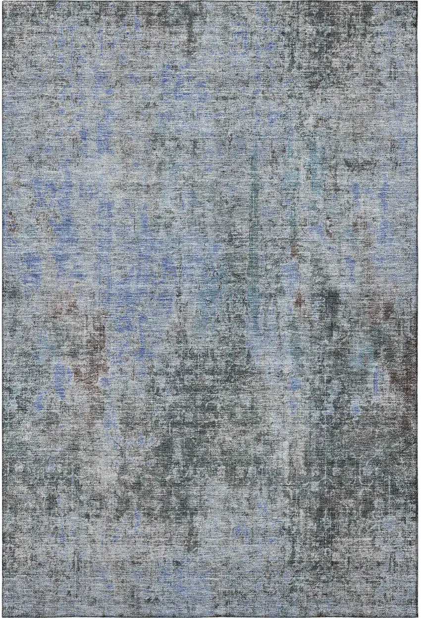 Gray And Blue Abstract Washable Area Rug With UV Protection Photo 3