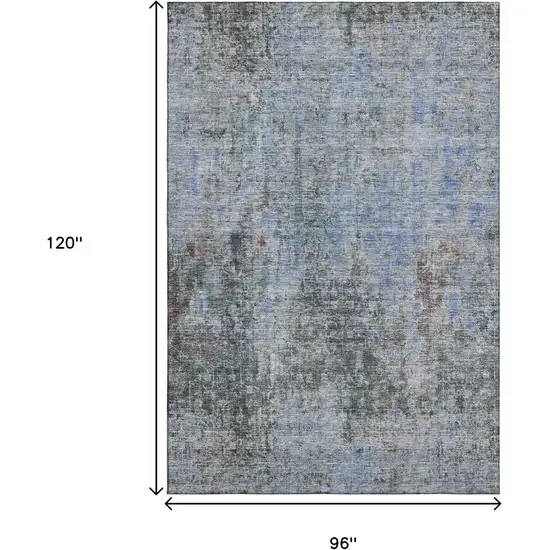 Gray And Blue Abstract Washable Area Rug With UV Protection Photo 3