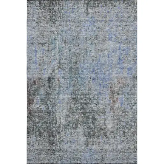 Gray And Blue Abstract Washable Area Rug With UV Protection Photo 1