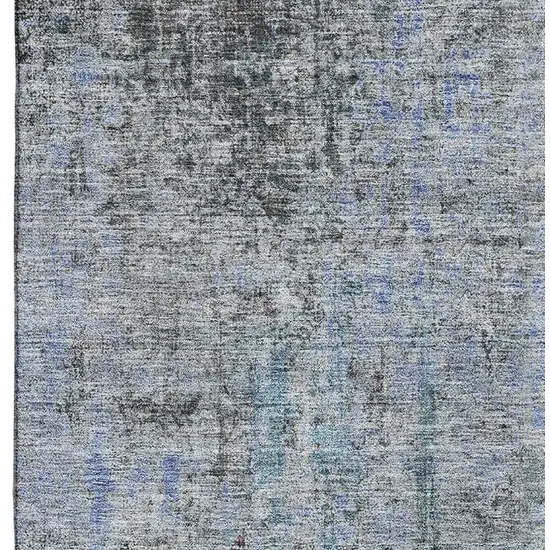 Gray And Blue Abstract Washable Area Rug With UV Protection Photo 3
