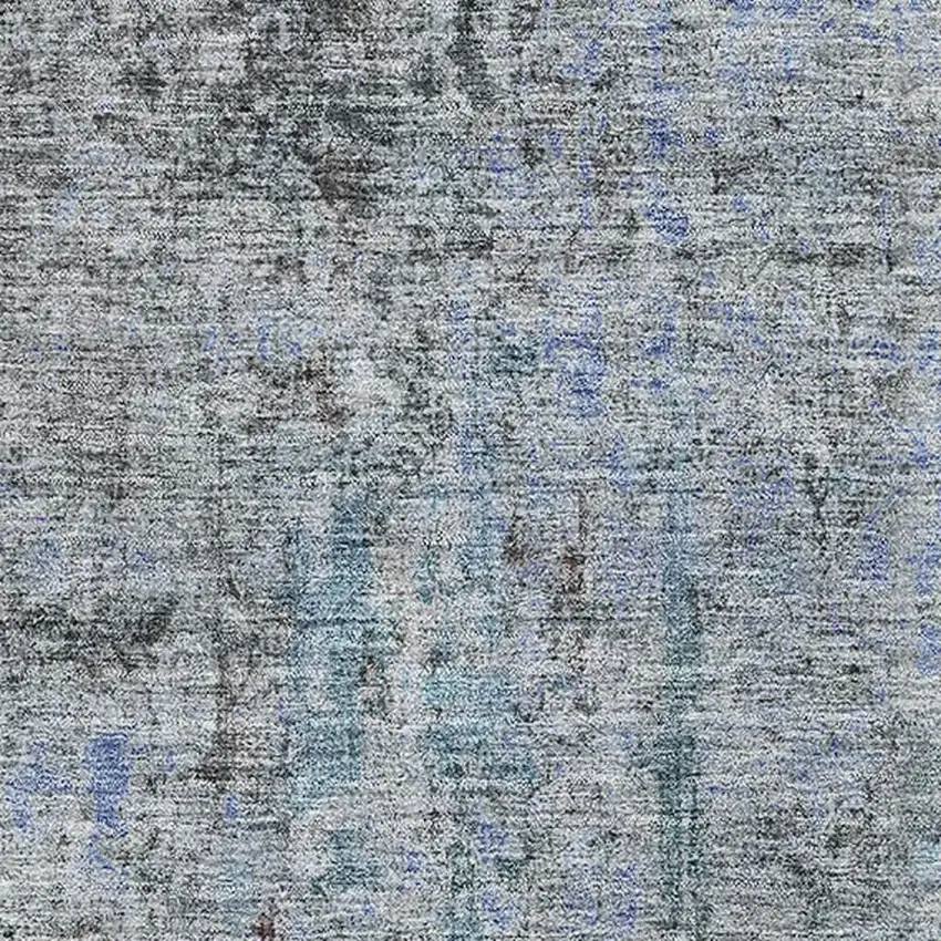 Gray And Blue Abstract Washable Area Rug With UV Protection Photo 2