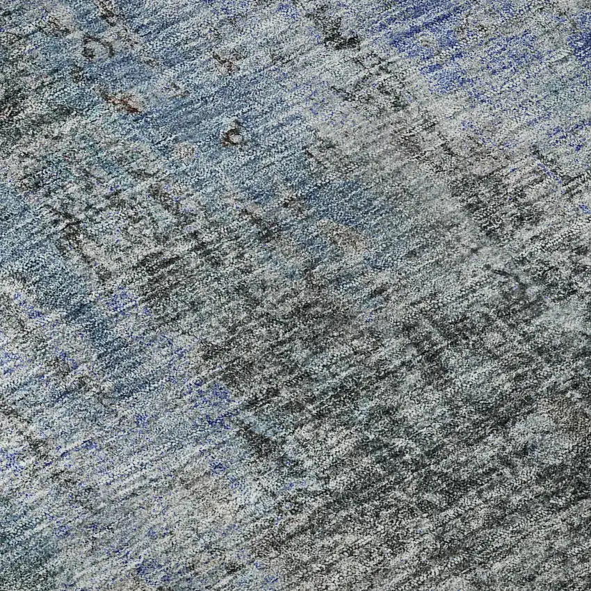 Gray And Blue Abstract Washable Area Rug With UV Protection Photo 9