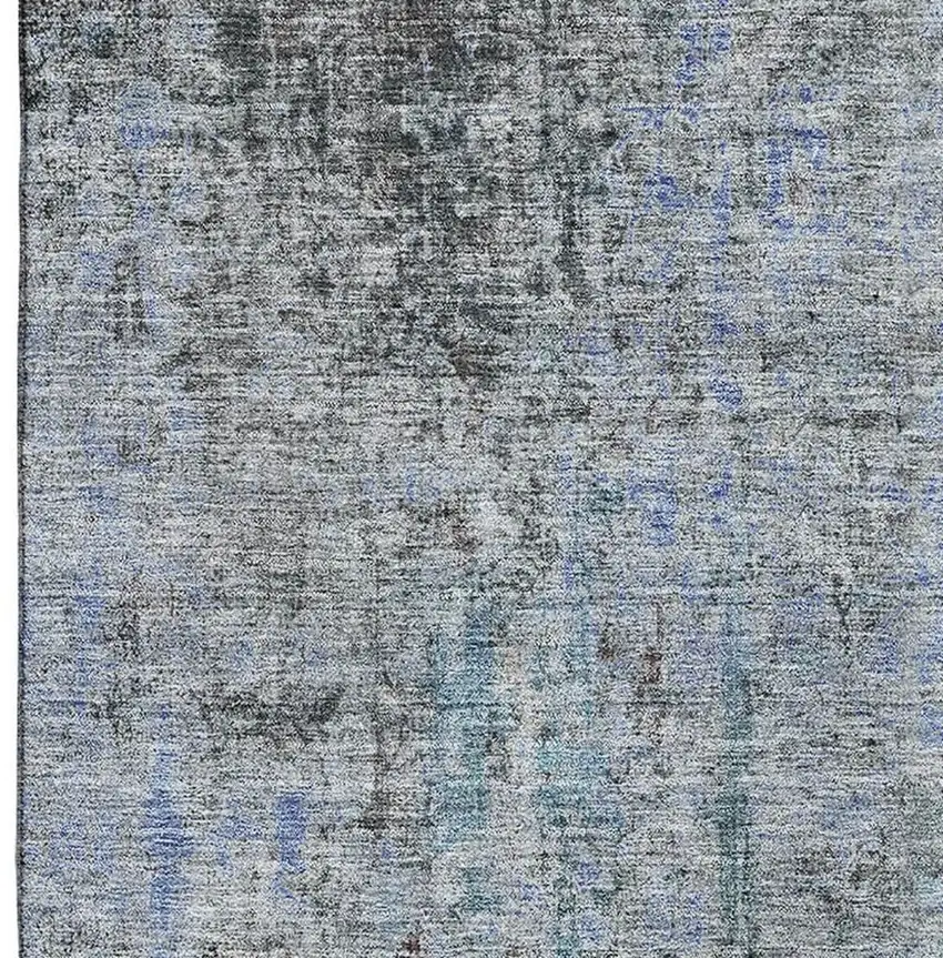 Gray And Blue Abstract Washable Area Rug With UV Protection Photo 2
