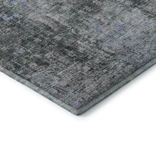 Gray And Blue Abstract Washable Area Rug With UV Protection Photo 7