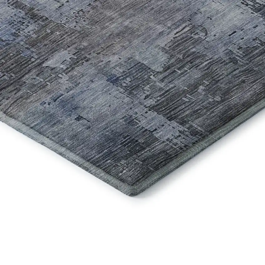 Gray And Blue Abstract Washable Area Rug With UV Protection Photo 7