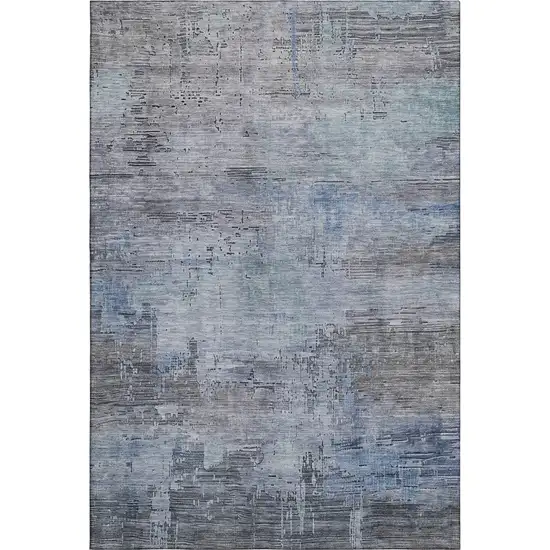 Gray And Blue Abstract Washable Area Rug With UV Protection Photo 1