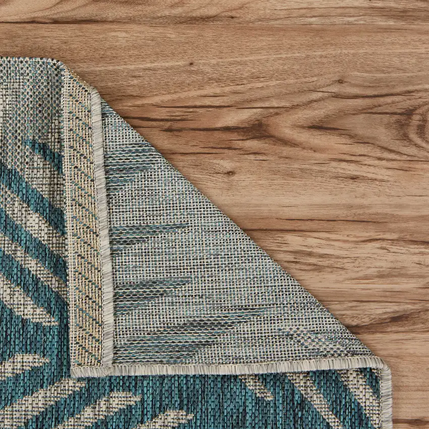 Gray And Blue Floral Square Rug Photo 5