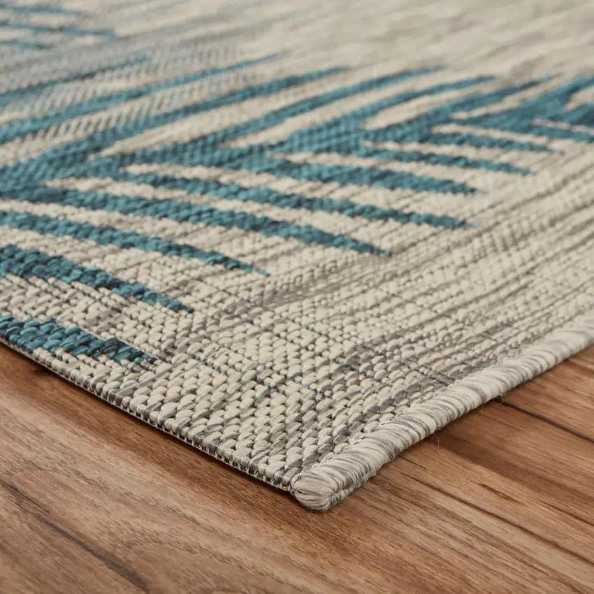 Gray And Blue Floral Square Rug Photo 2