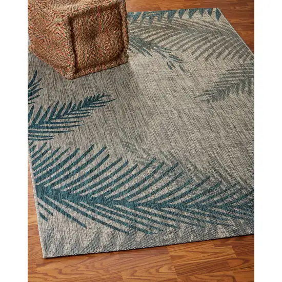 Gray And Blue Floral Square Rug Photo 1