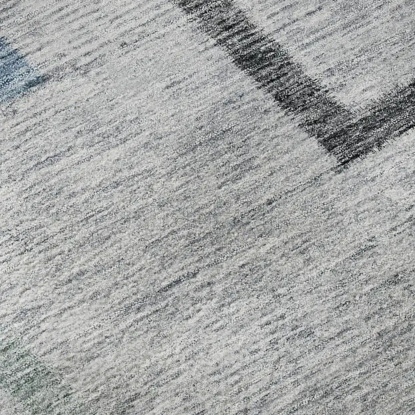 Gray And Blue Geometric Washable Area Rug With UV Protection Photo 8