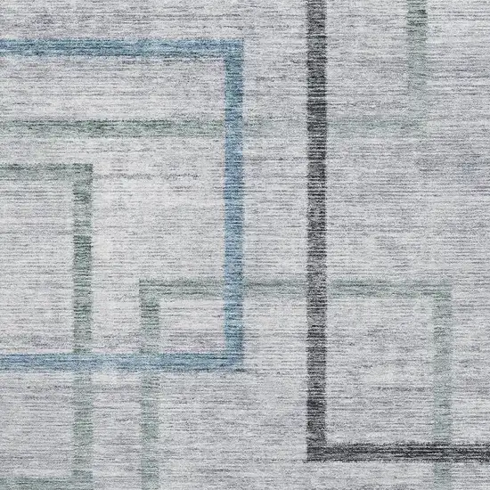 Gray And Blue Geometric Washable Area Rug With UV Protection Photo 3