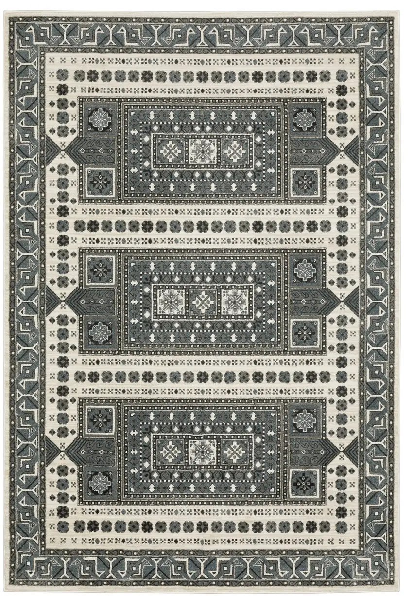 Gray And Blue Medallion Area Rug Photo 2