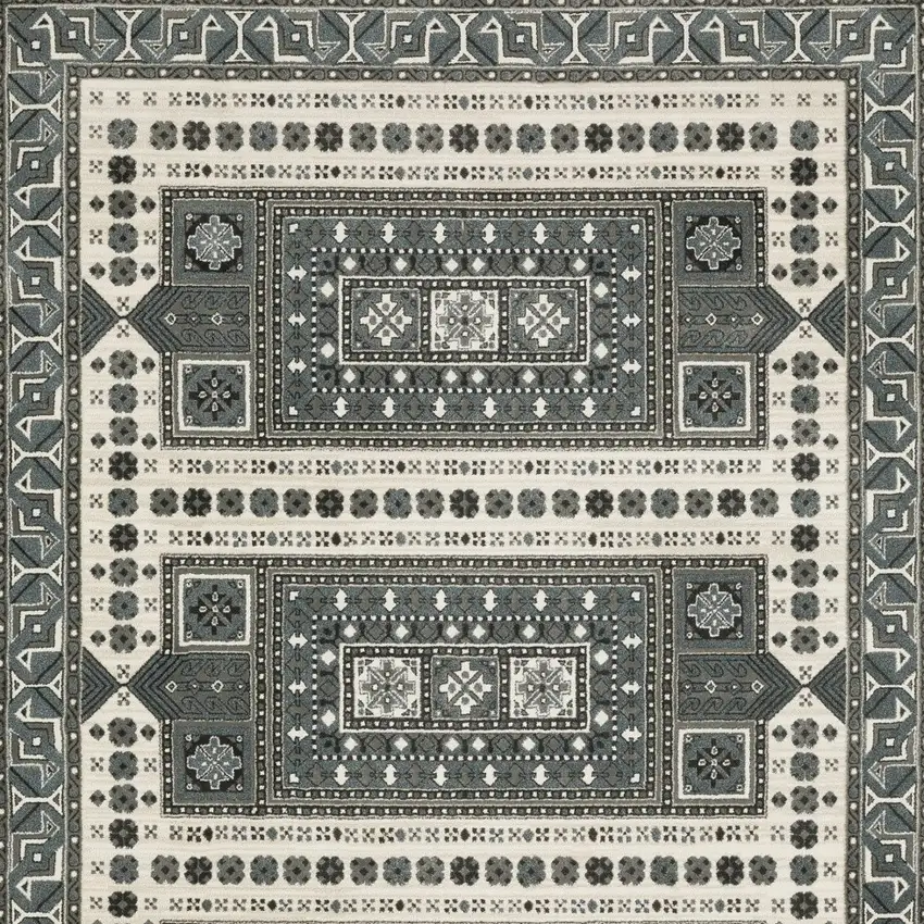 Gray And Blue Medallion Area Rug Photo 7