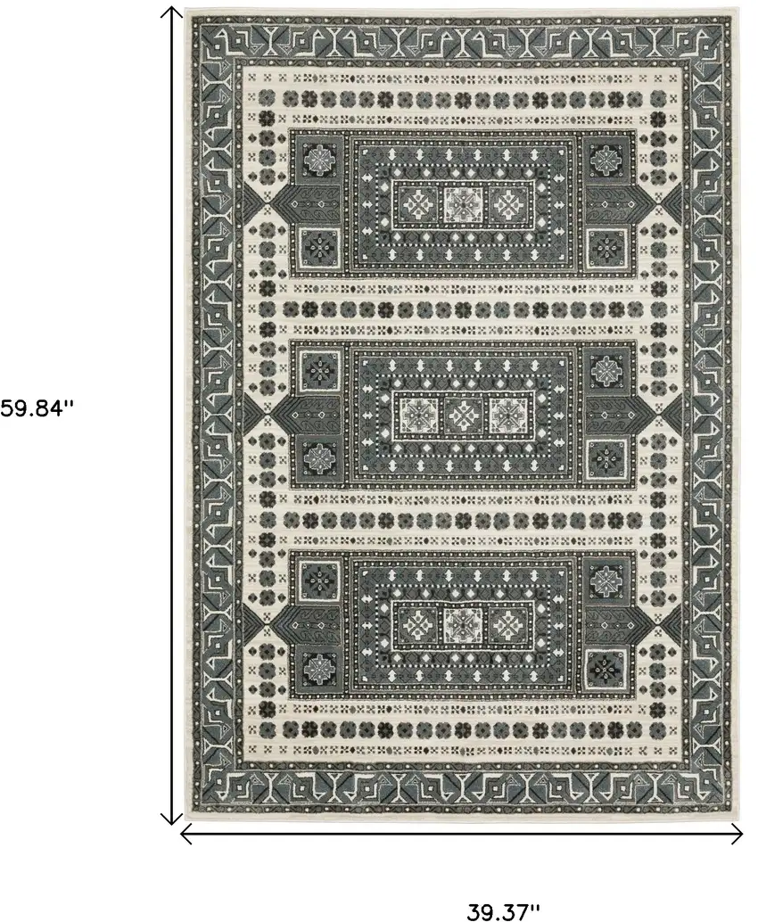 Gray And Blue Medallion Area Rug Photo 3