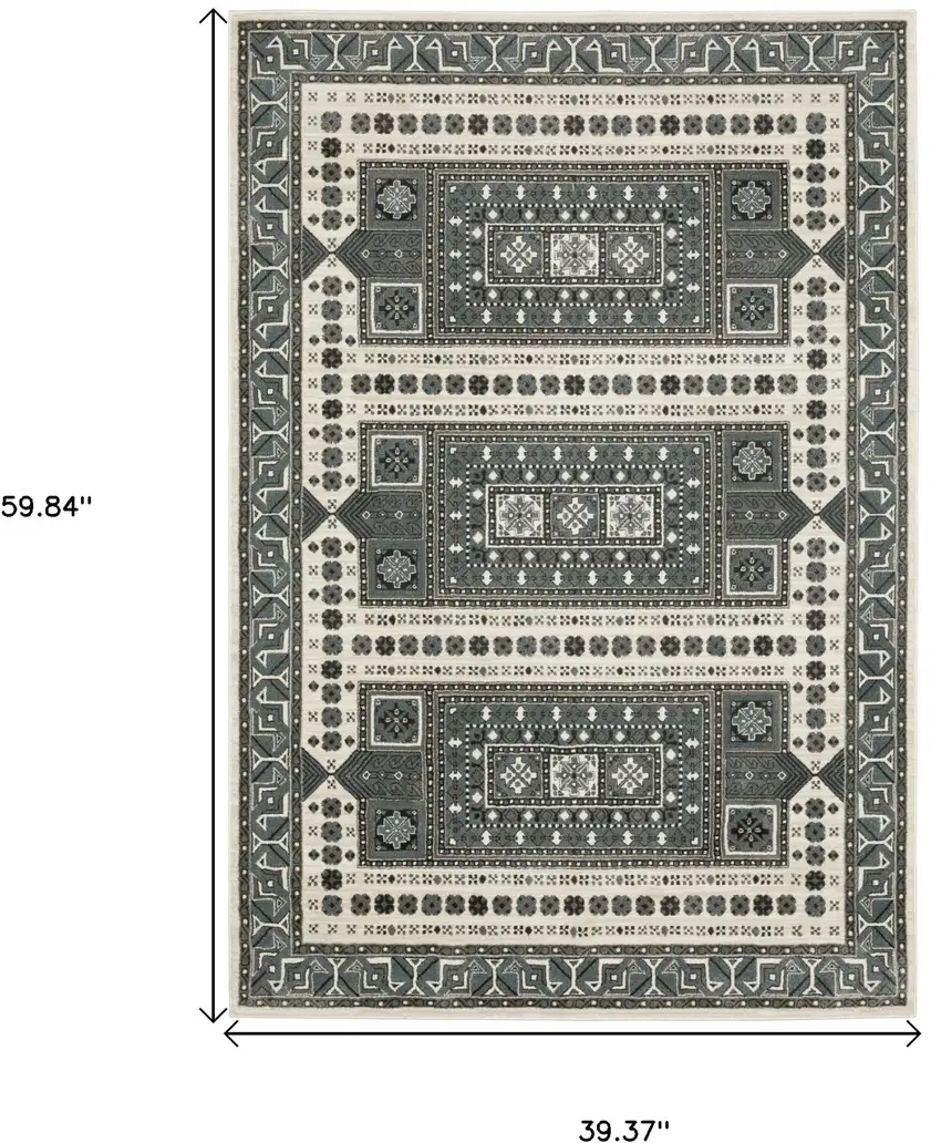 Gray And Blue Medallion Area Rug Photo 3