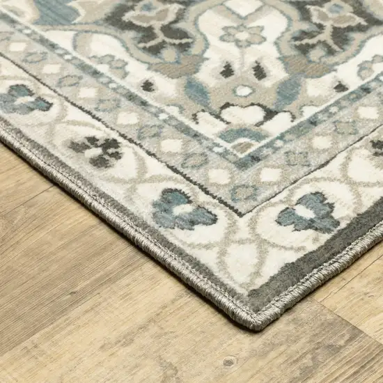 Gray And Blue Medallion Area Rug Photo 9