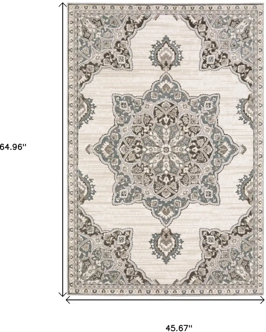 Gray And Blue Medallion Area Rug Photo 3