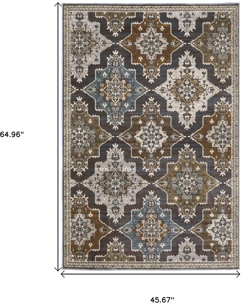 Gray And Blue Medallion Area Rug Photo 3