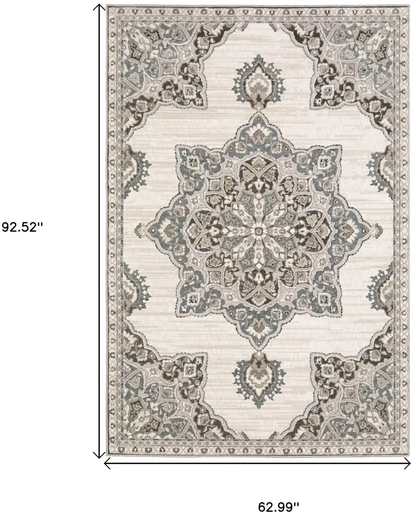 Gray And Blue Medallion Area Rug Photo 3