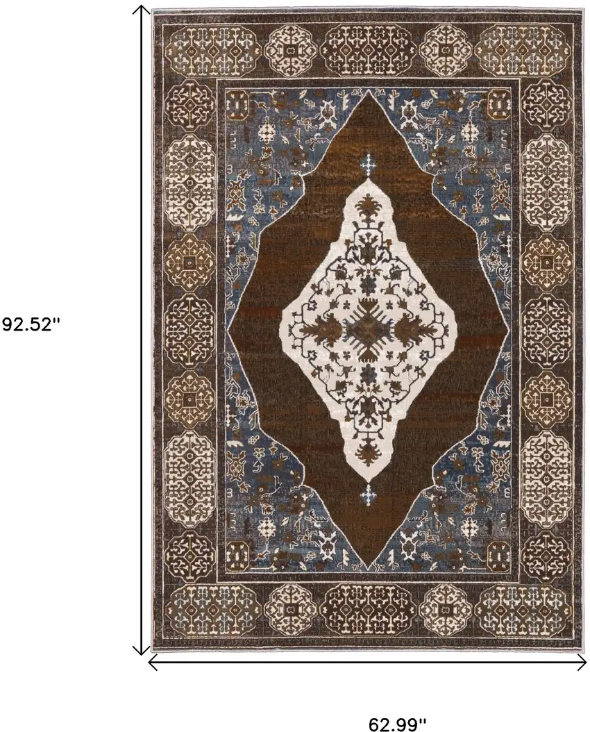 Gray And Blue Medallion Area Rug Photo 3
