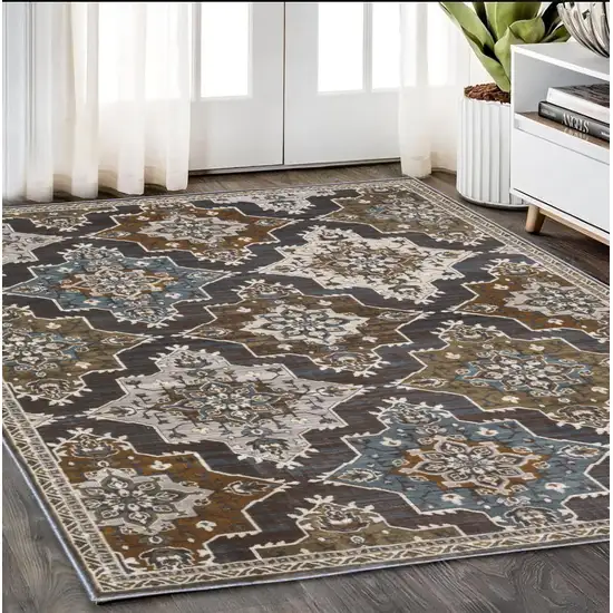 Gray And Blue Medallion Area Rug Photo 1