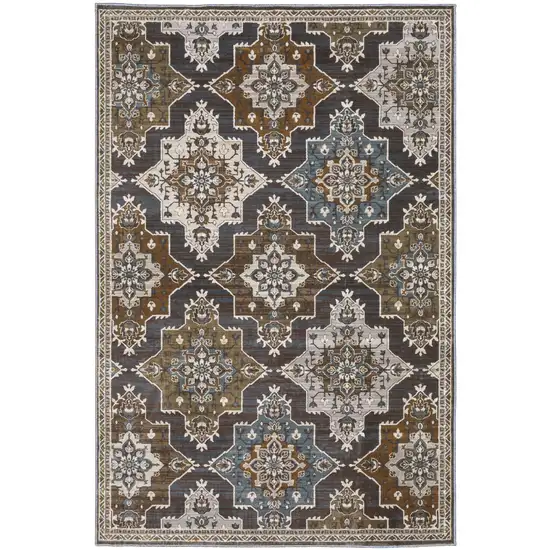 Gray And Blue Medallion Area Rug Photo 4