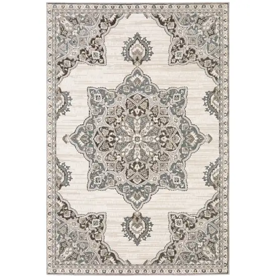 Gray And Blue Medallion Area Rug Photo 4