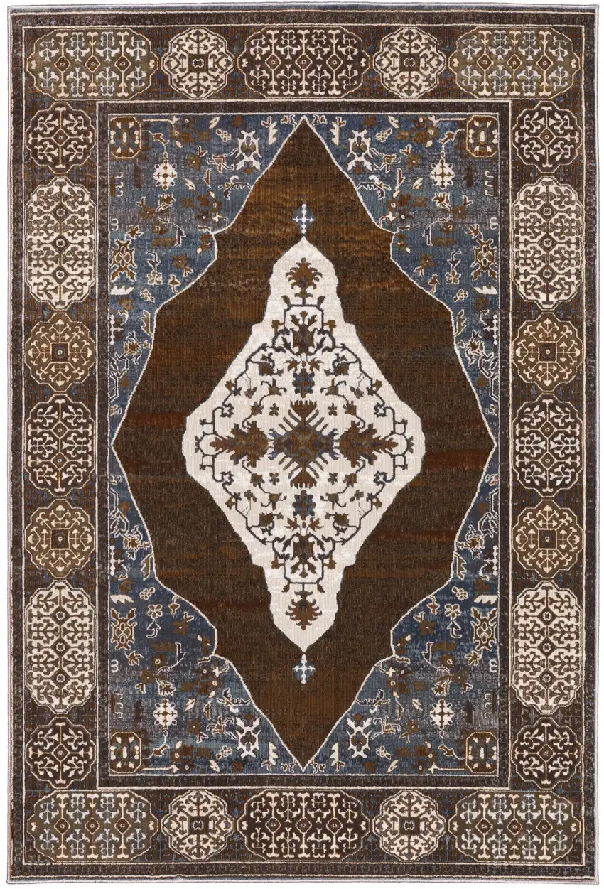Gray And Blue Medallion Area Rug Photo 2