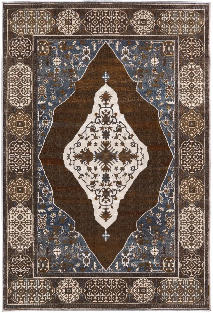 Gray And Blue Medallion Area Rug Photo 4