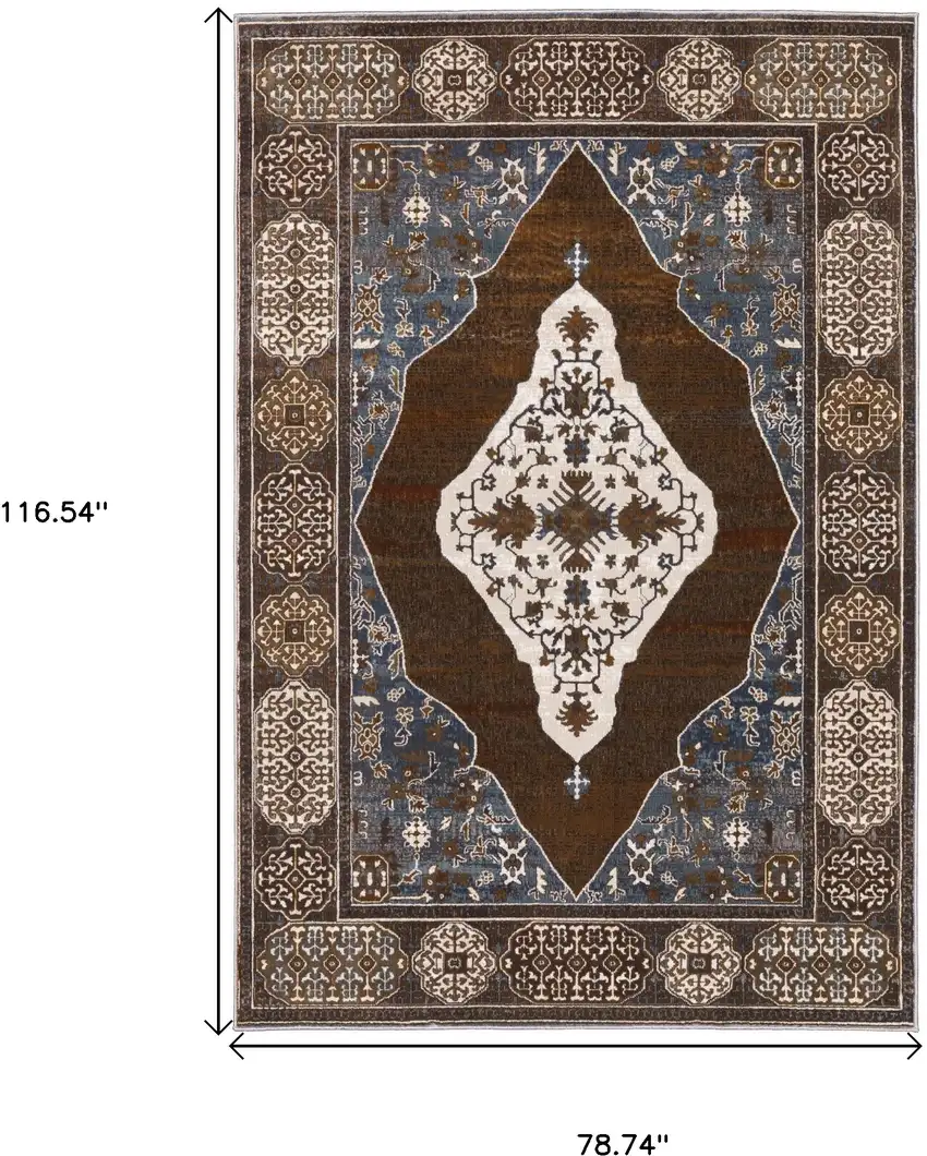 Gray And Blue Medallion Area Rug Photo 3