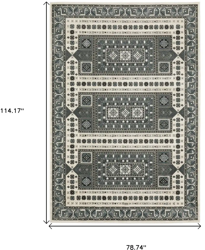 Gray And Blue Medallion Area Rug Photo 3