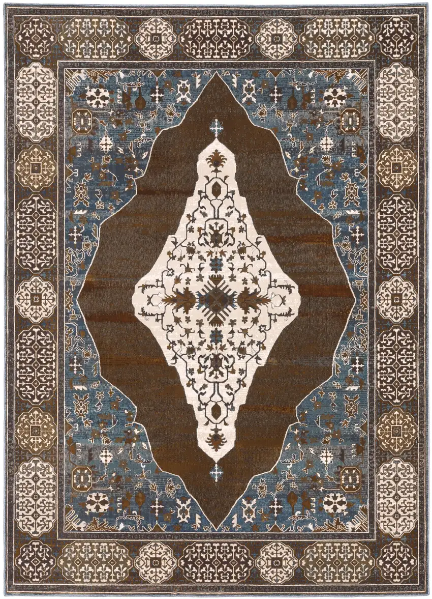 Gray And Blue Medallion Area Rug Photo 4