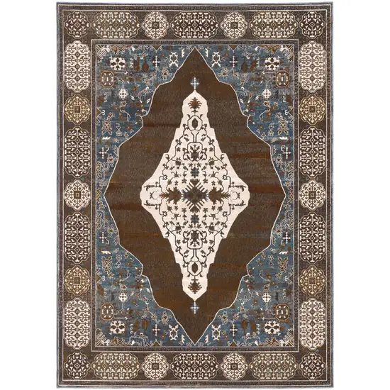 Gray And Blue Medallion Area Rug Photo 4