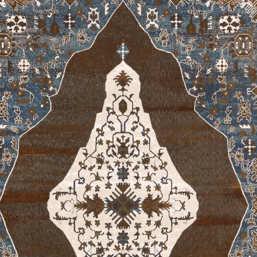 Gray And Blue Medallion Area Rug Photo 9