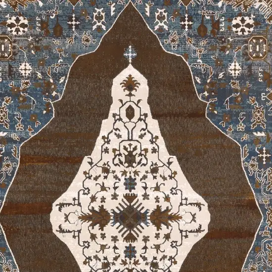 Gray And Blue Medallion Area Rug Photo 9