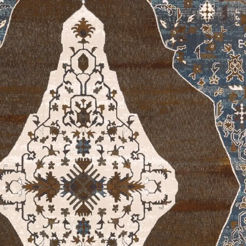 Gray And Blue Medallion Area Rug Photo 8