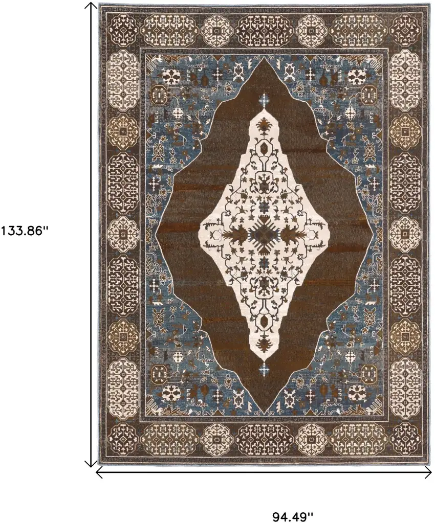 Gray And Blue Medallion Area Rug Photo 3