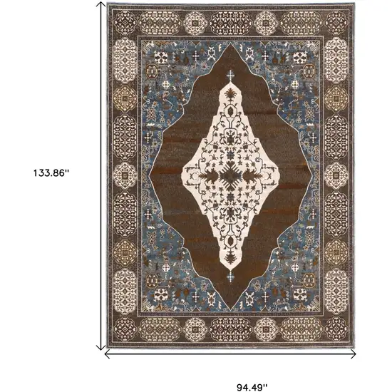 Gray And Blue Medallion Area Rug Photo 3
