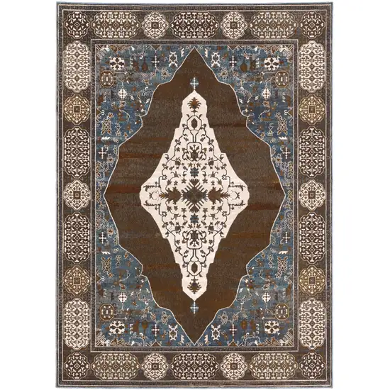 Gray And Blue Medallion Area Rug Photo 2