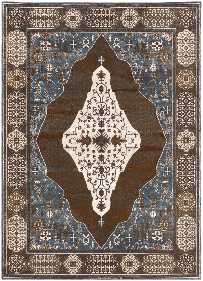 Gray And Blue Medallion Area Rug Photo 2