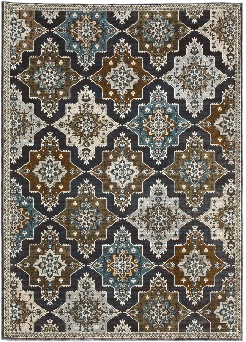 Gray And Blue Medallion Area Rug Photo 2