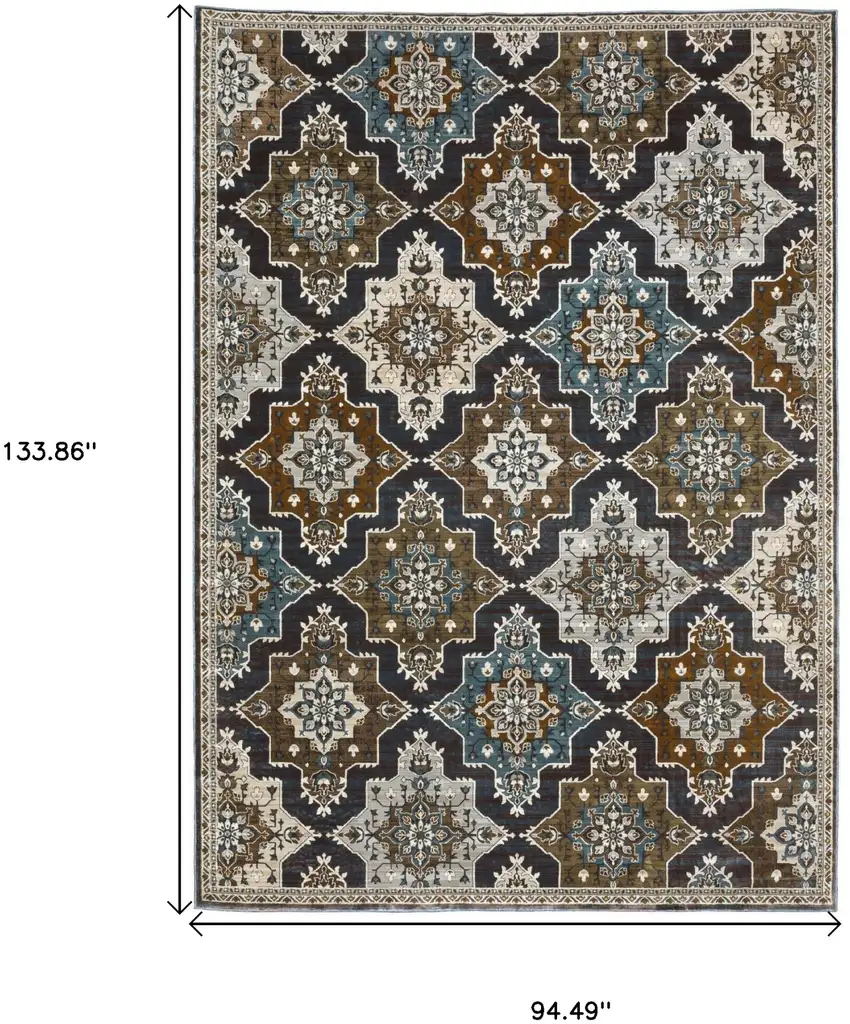 Gray And Blue Medallion Area Rug Photo 3