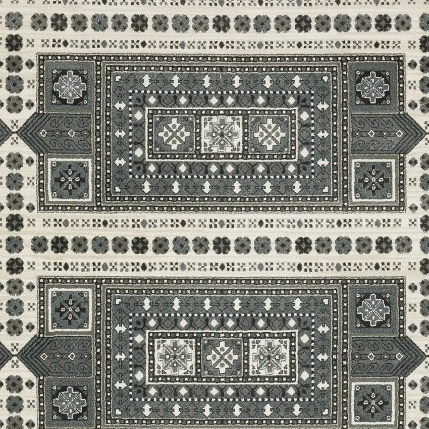 Gray And Blue Medallion Area Rug Photo 7