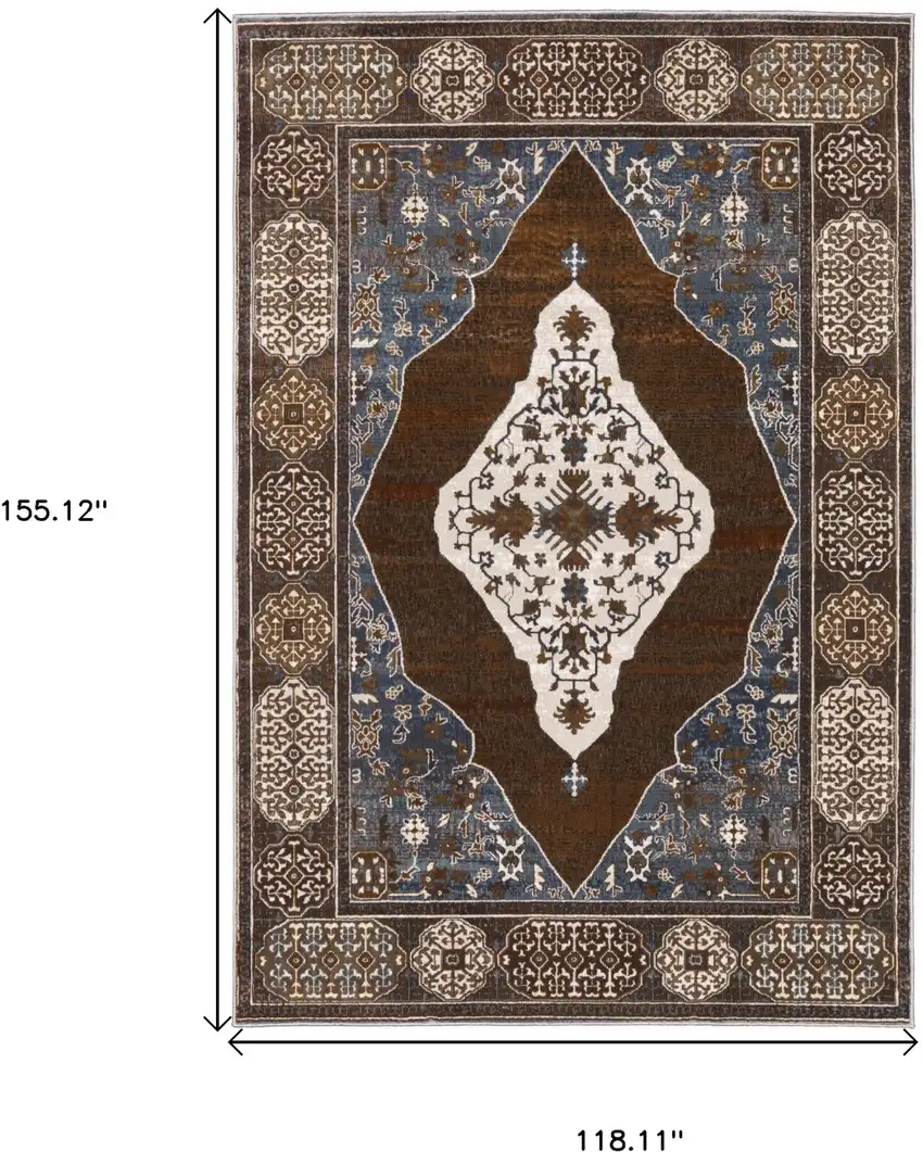 Gray And Blue Medallion Area Rug Photo 3