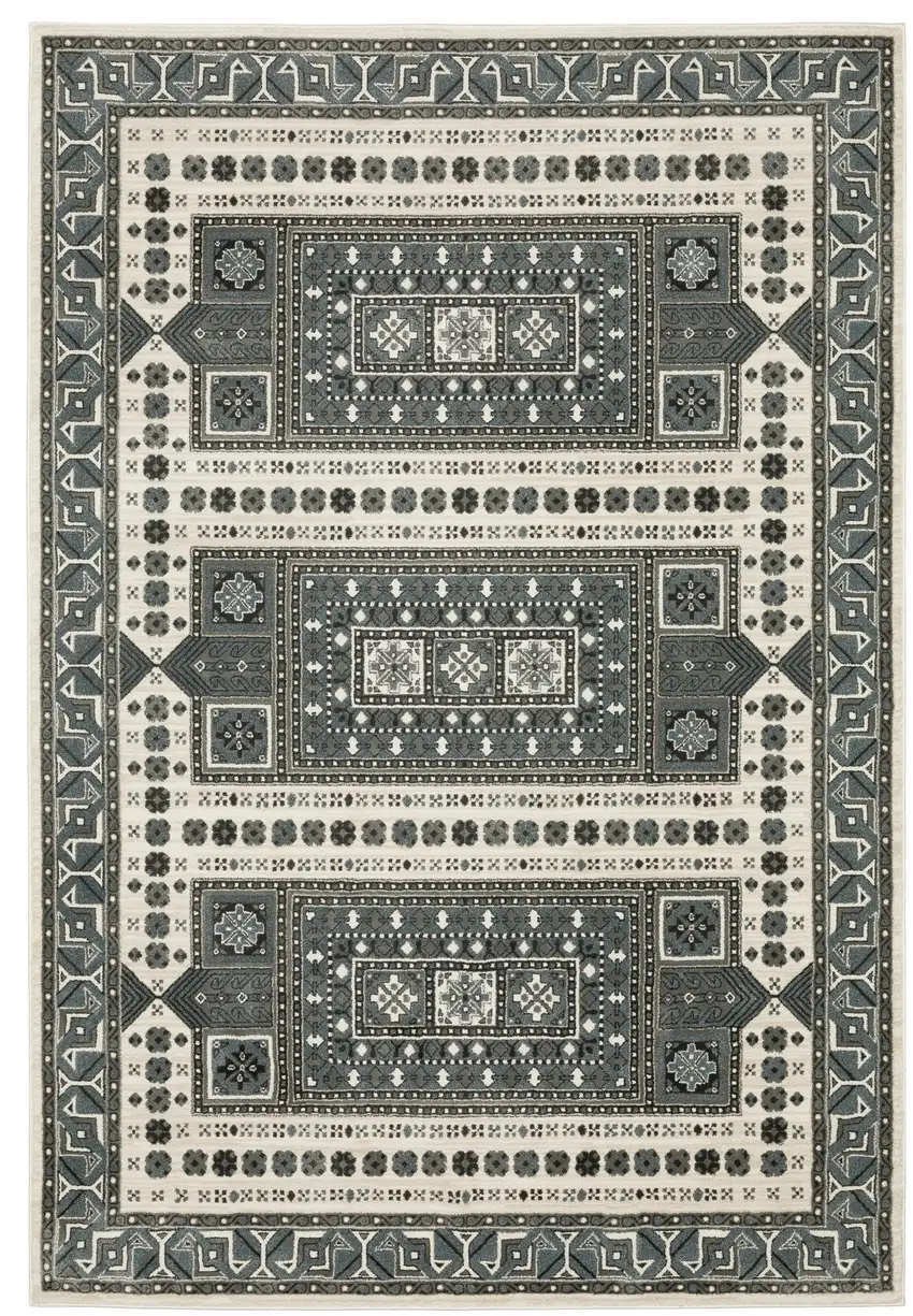 Gray And Blue Medallion Area Rug Photo 4