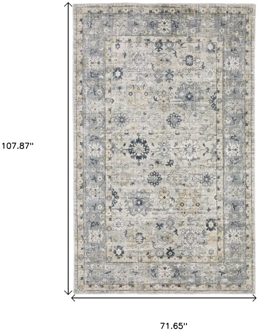 Gray And Blue Oriental Hand Tufted Area Rug Photo 3