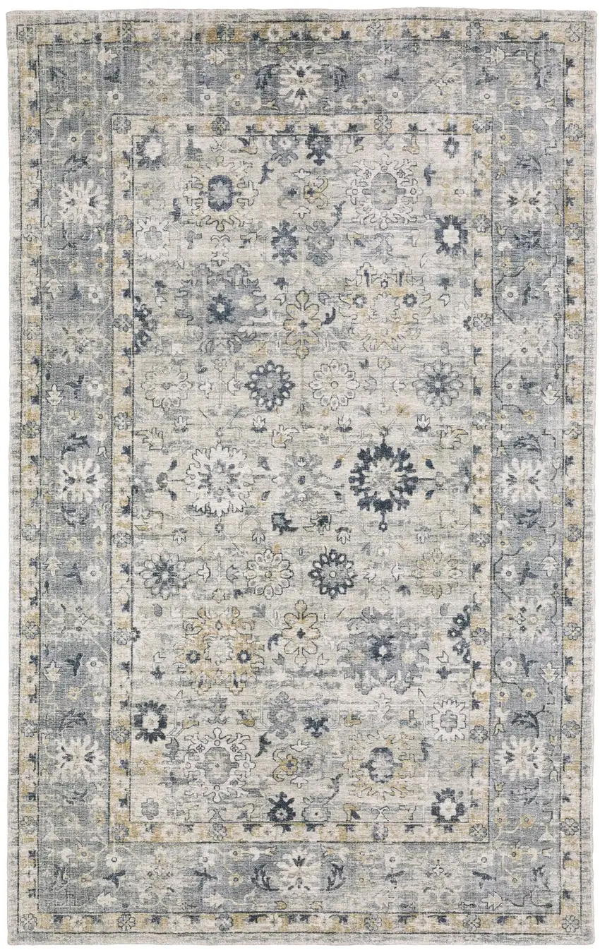 Gray And Blue Oriental Hand Tufted Area Rug Photo 8