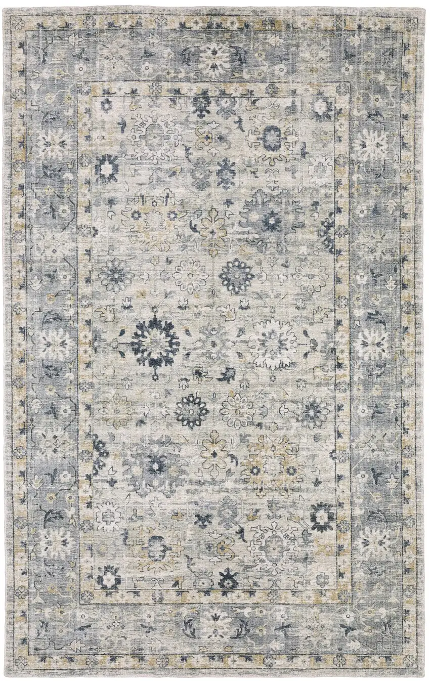 Gray And Blue Oriental Hand Tufted Area Rug Photo 2