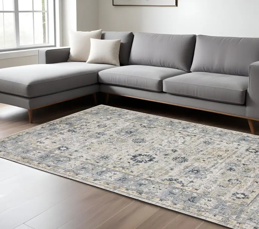 Gray And Blue Oriental Hand Tufted Area Rug Photo 1