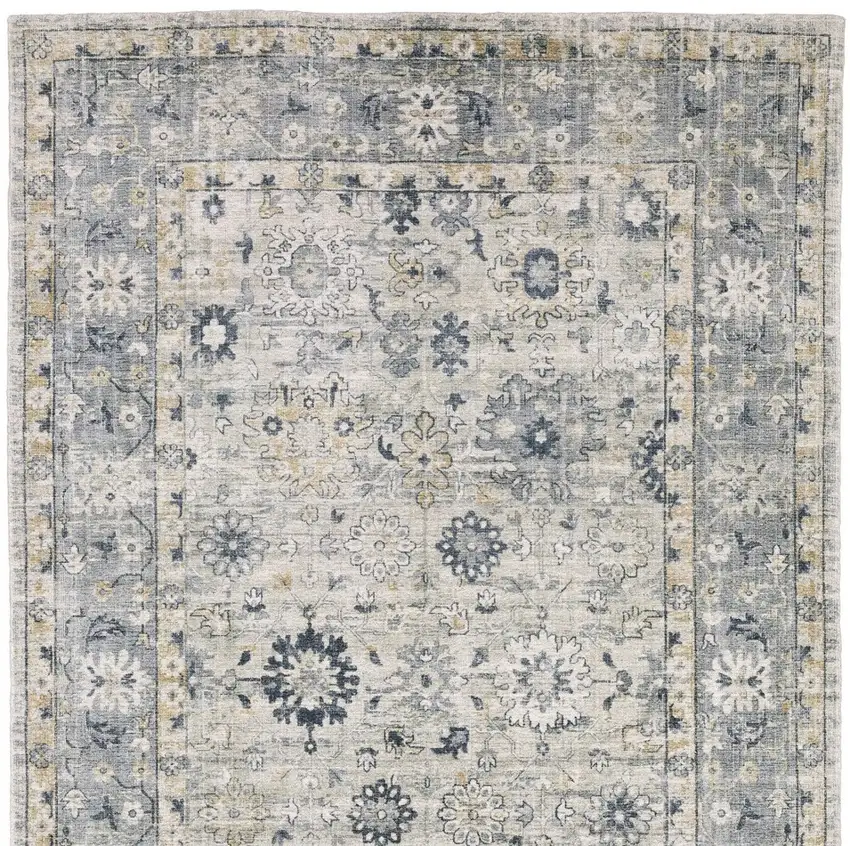 Gray And Blue Oriental Hand Tufted Area Rug Photo 7